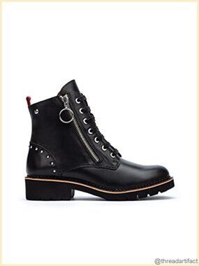 Women's Leather Flat Ankle Boots Combat Style Cushioned Insole